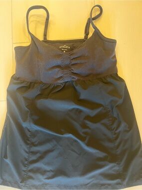 Athleta Black Ruched Tankini Top